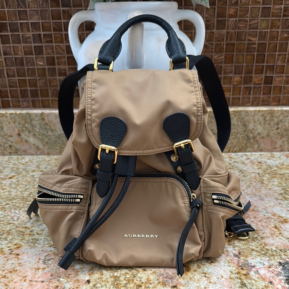 Burberry Tan and Black Backpack